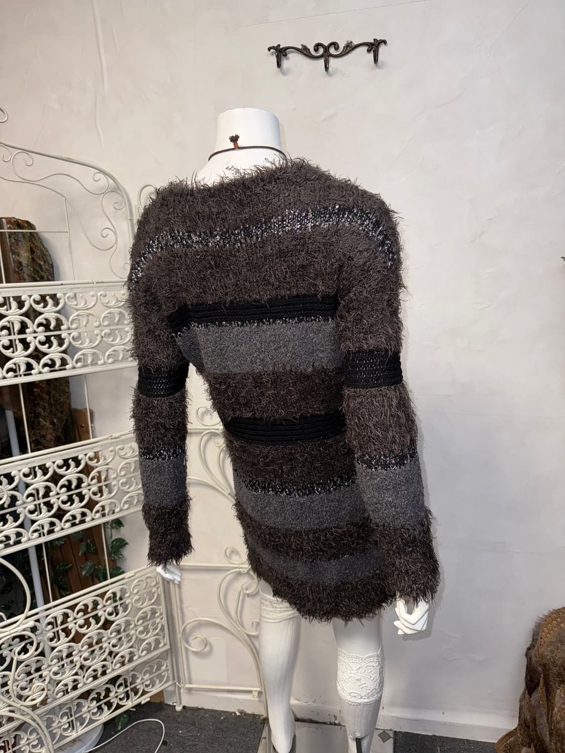 Codes Combine wool grunge fur knit ops 상품이미지3