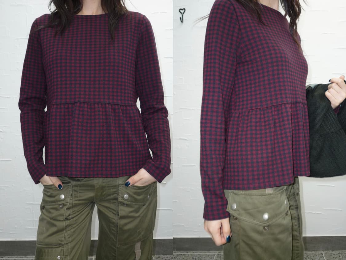 check pattern flare sleeve 상품이미지3