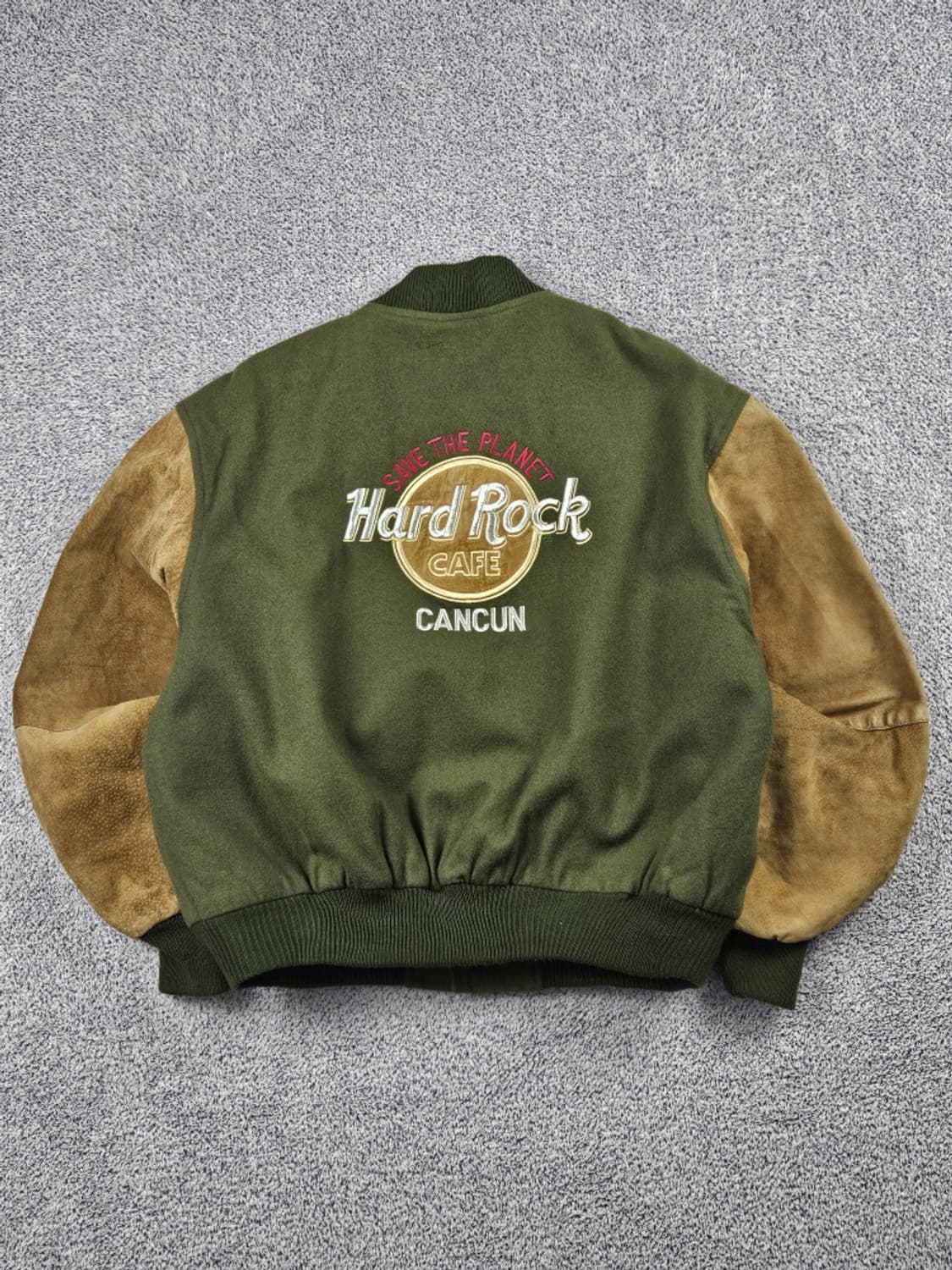 90's 하드락카페 칸쿤 배색 바시티 자켓 ( L ) / 10100 상품이미지1