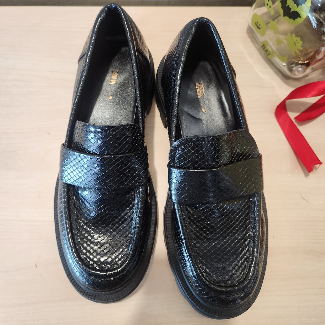 ZARA 청키 로퍼 | 파이톤 패턴 | 230 | 굽4cm 상품이미지8