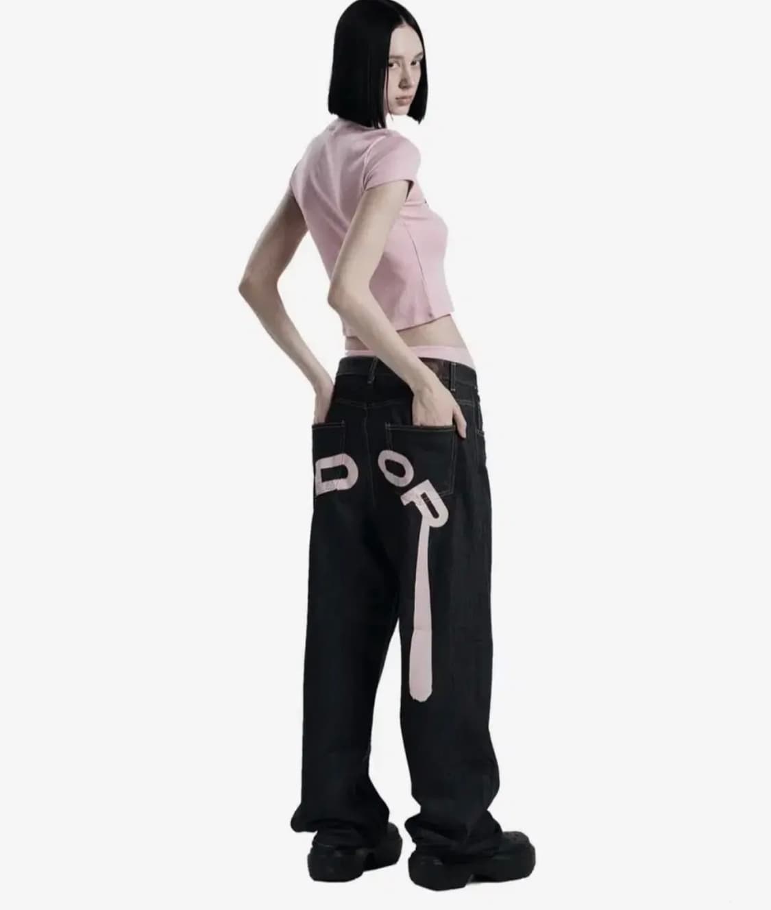오도어 핑크 로고 드랍 팬츠 상품이미지1