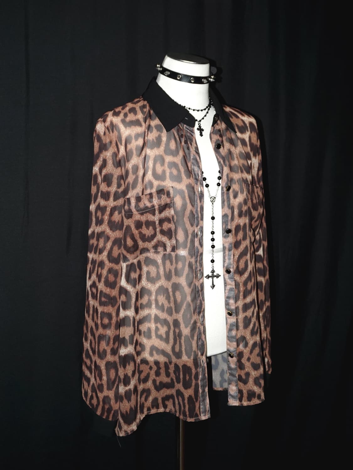 (sorridere) leopard see-through shirt  상품이미지2