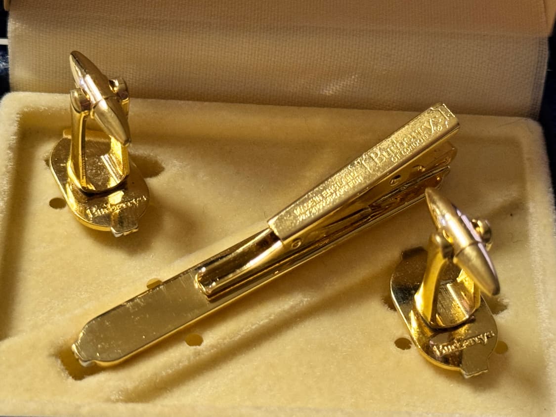 버버리(Burberrys) 빈티지 노바체크 넥타이핀 커프스 세트 상품이미지2