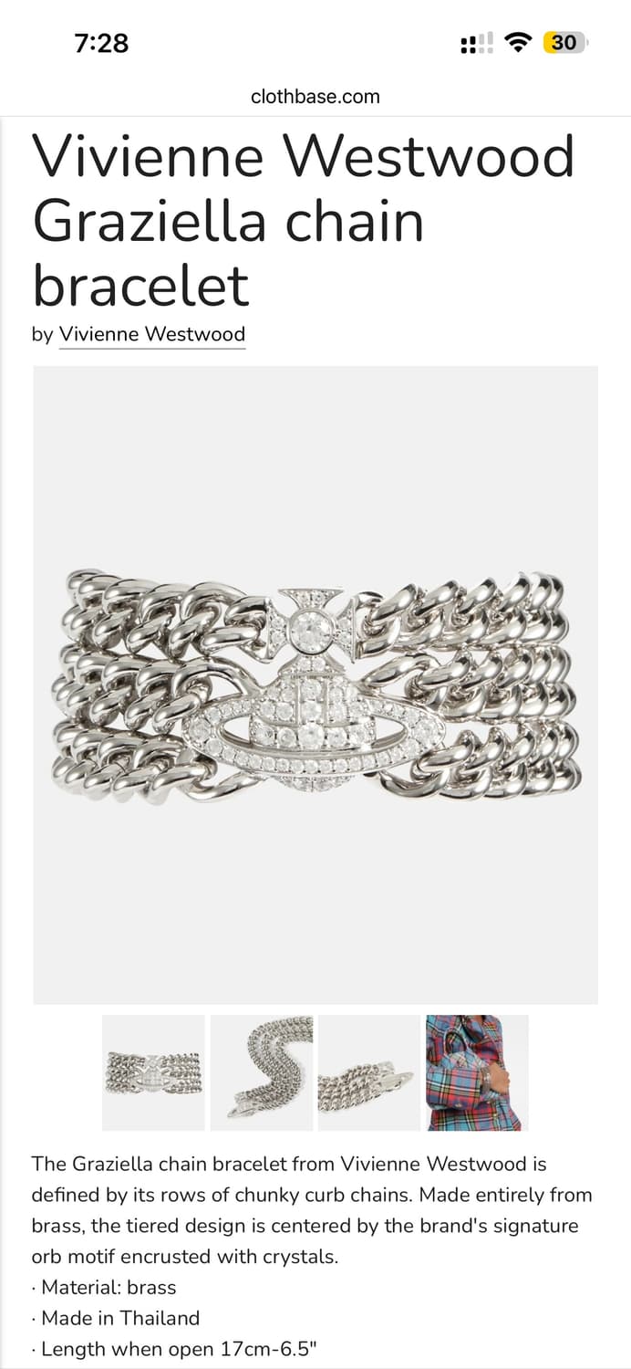 급처 풀박 네고가능) 비비안 웨스트우드 그라치엘라 체인 팔찌 상품이미지1