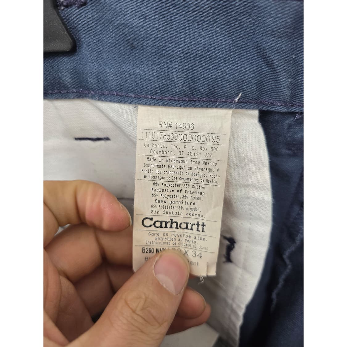 택포) 32인치 칼하트 네이비 작업 바지  상품이미지3