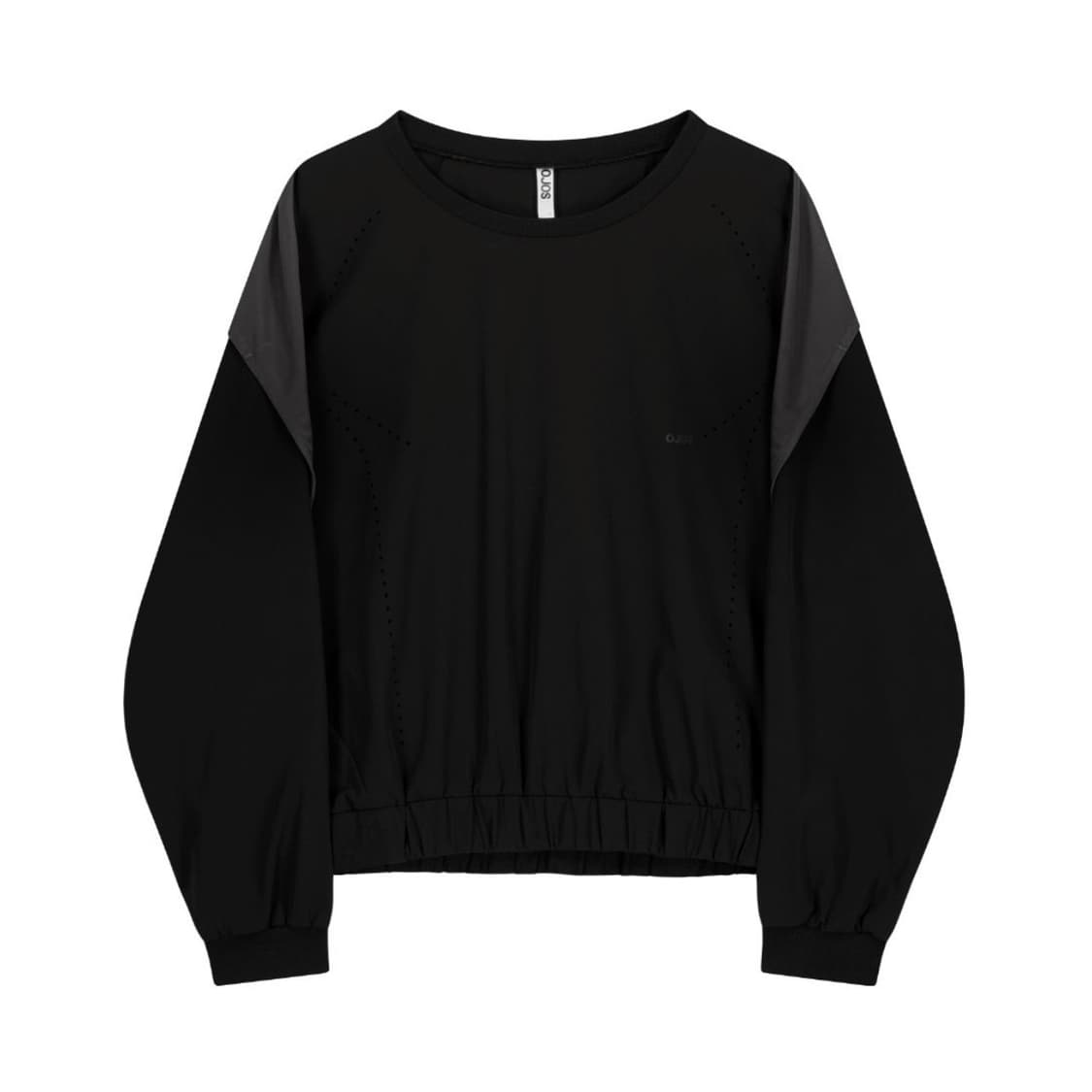 OJOS 오호스 레이어드 메쉬 나일론 스웻셔츠 블랙 상품이미지1