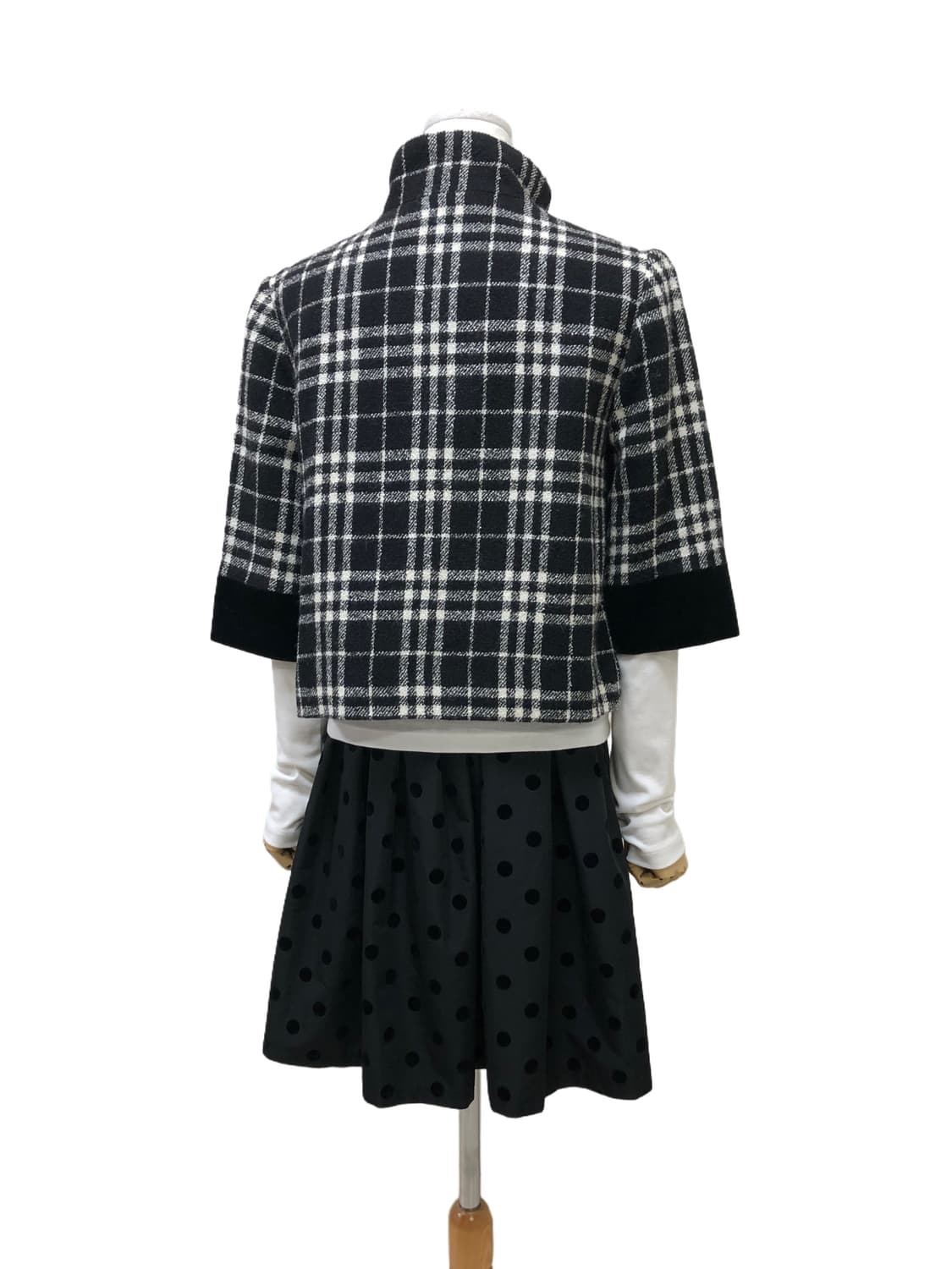 갤러리 비스콘티 체크 숏 코트 상품이미지7