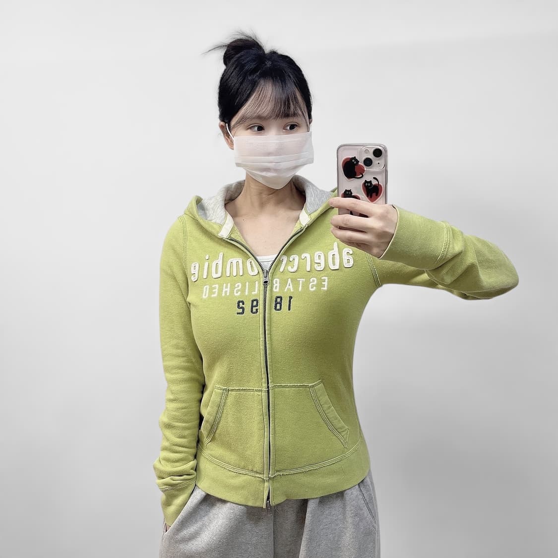 아베크롬비 스펠 로고 후드집업 그린 연두 상품이미지1