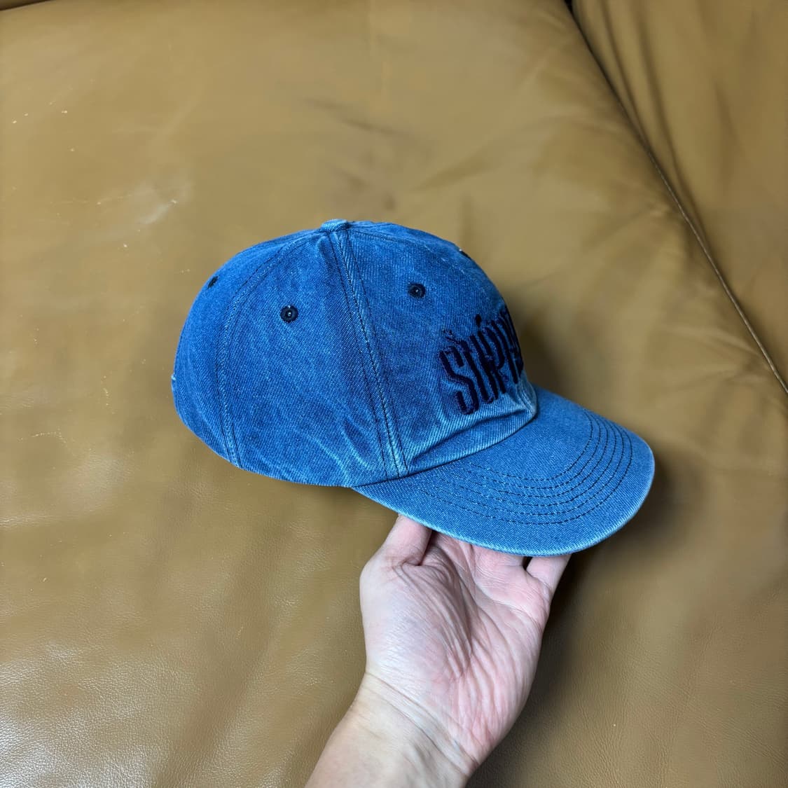 Supreme 슈프림 데님 6패널 볼캡 모자 (Washed Denim) 상품이미지3