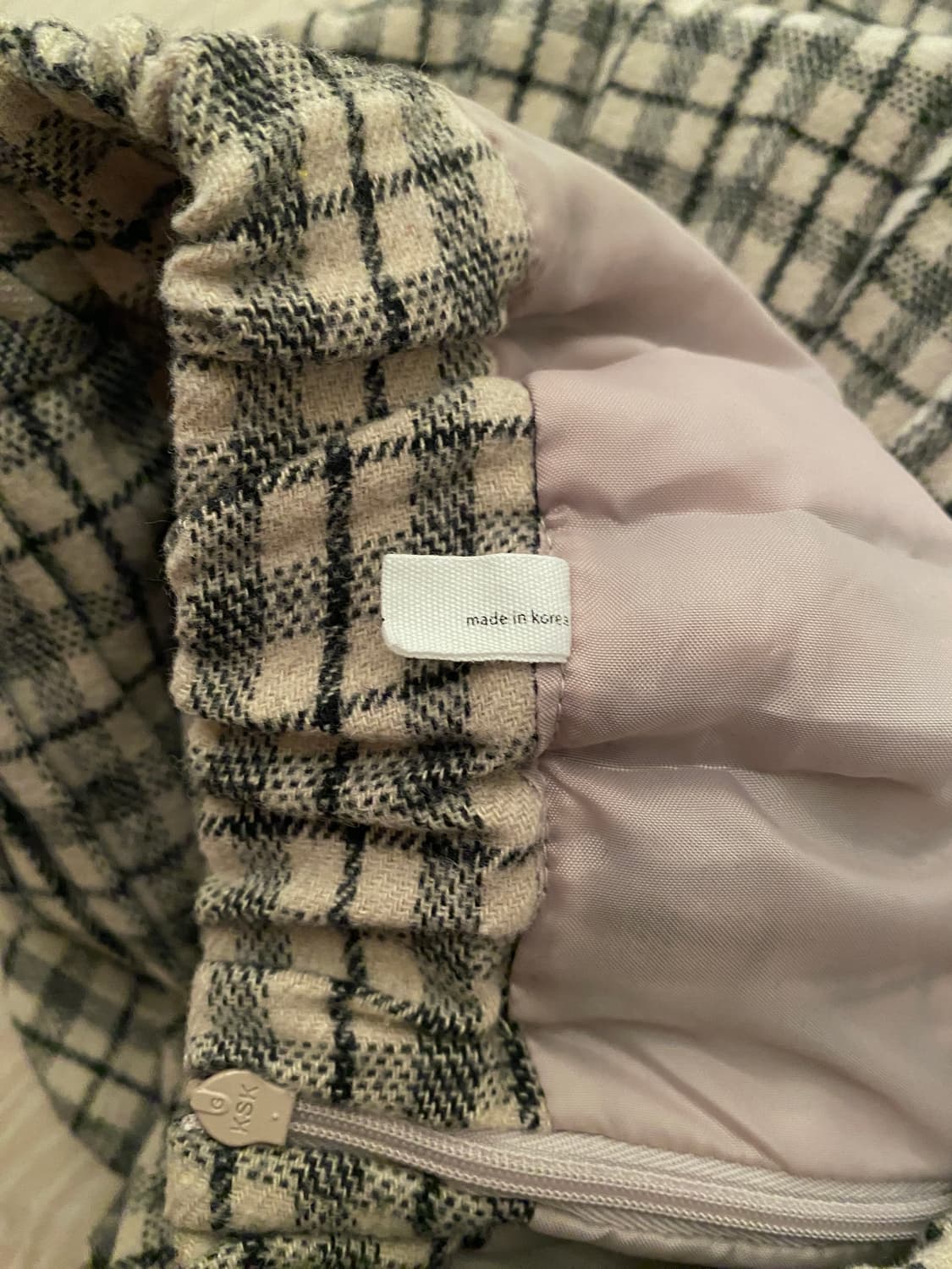 Vintage Beige Plaid Pleated Skirt 상품이미지4