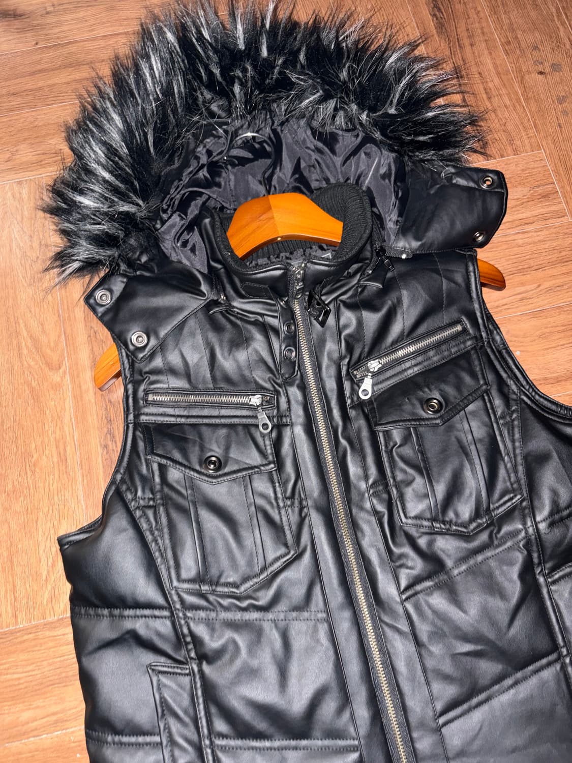 빈티지 퍼 레더 베스트 상품이미지7