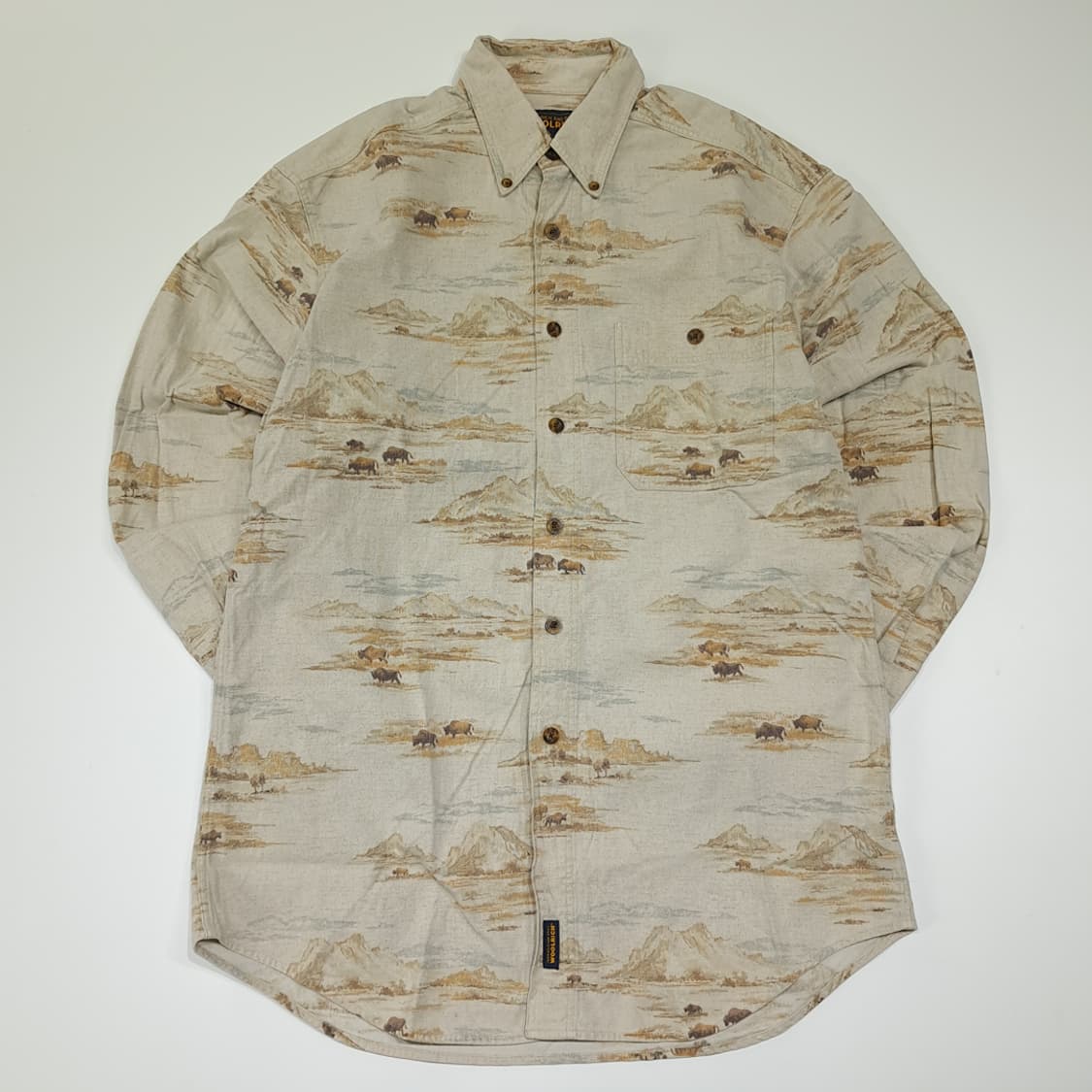CL341 M 울리치 90s 코튼 버팔로시닉프린트 베이지 셔츠 남방 상품이미지1