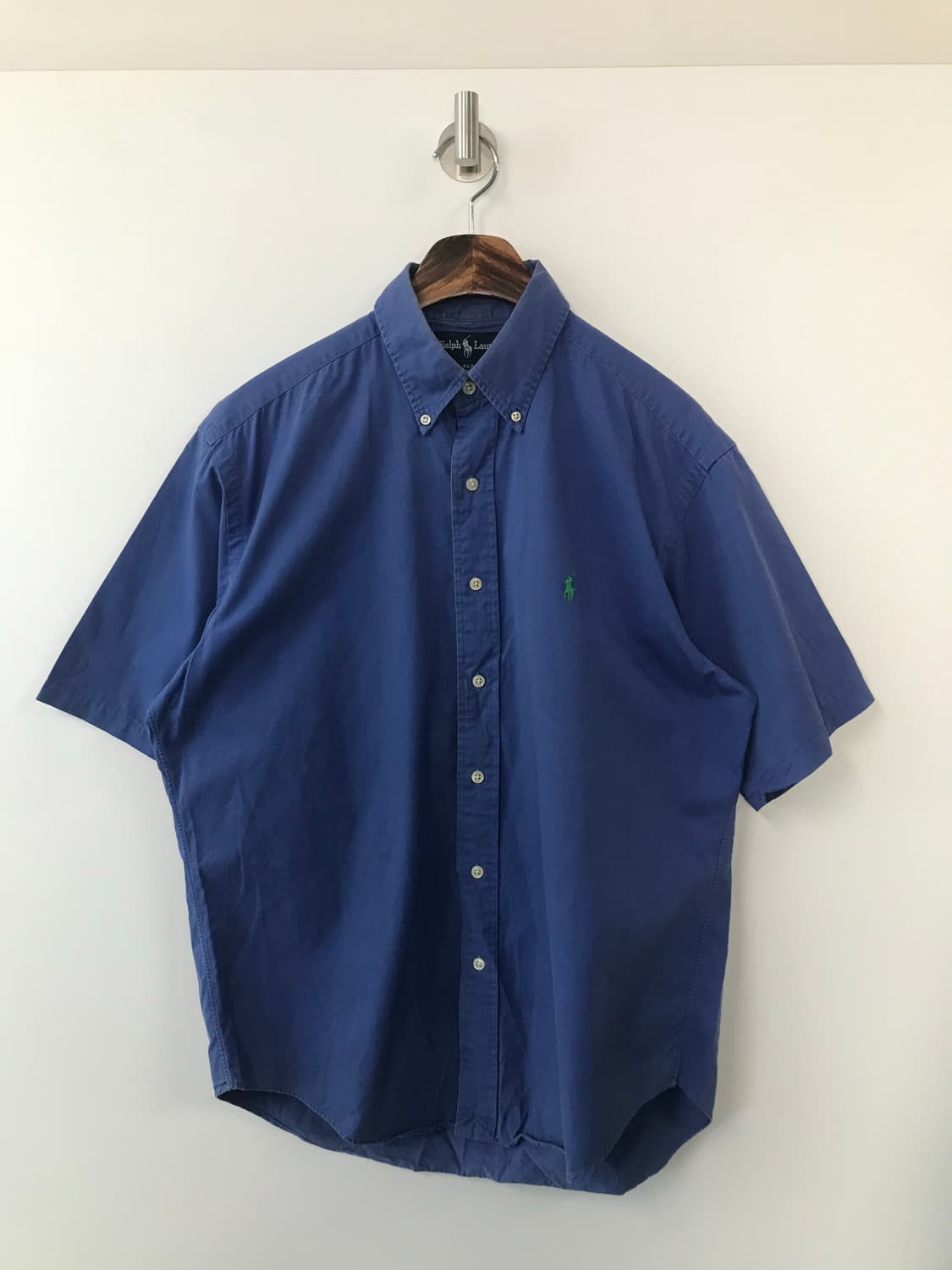 폴로 랄프로렌 자수로고 블루 솔리드 하프 셔츠 상품이미지2