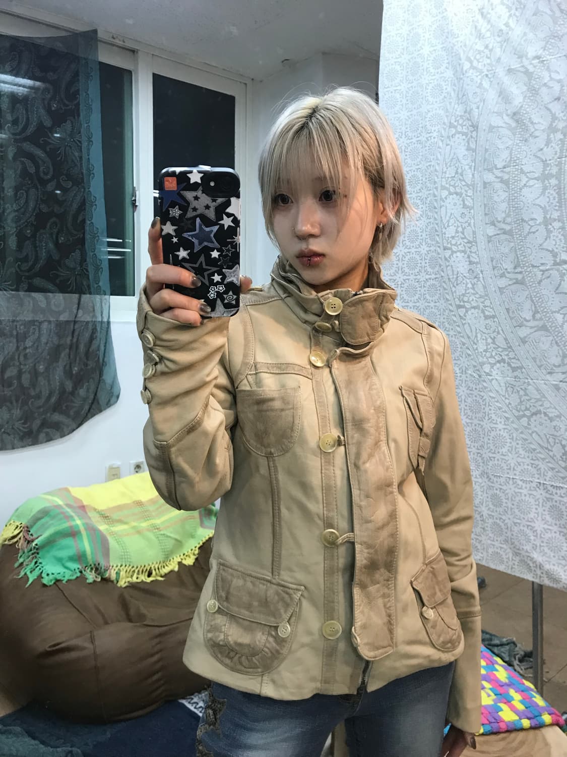 빈티지 여성 멀티포켓 레더자켓  상품이미지1