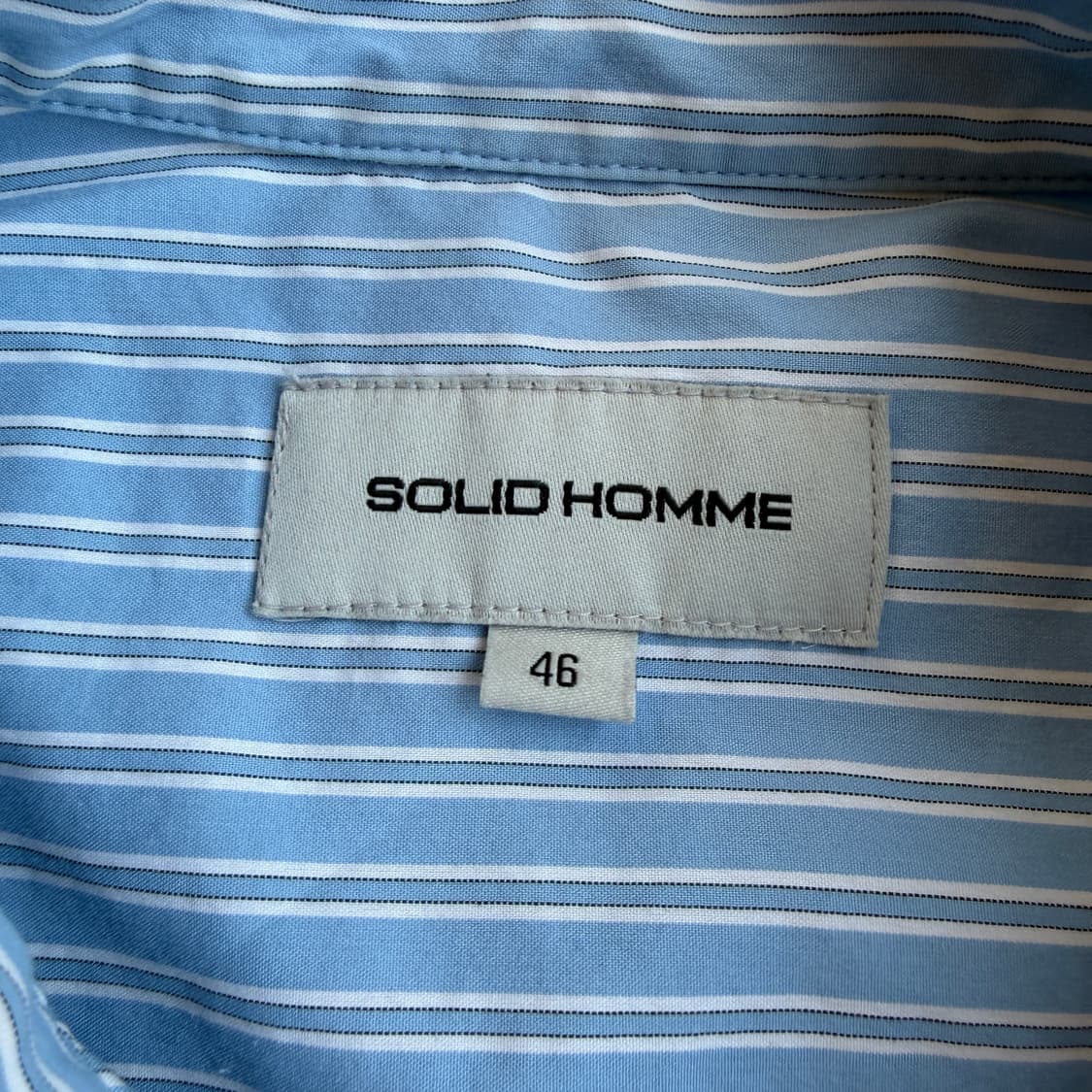 솔리드 옴므 블루 스트라이프 하프버튼 셔츠 상품이미지5