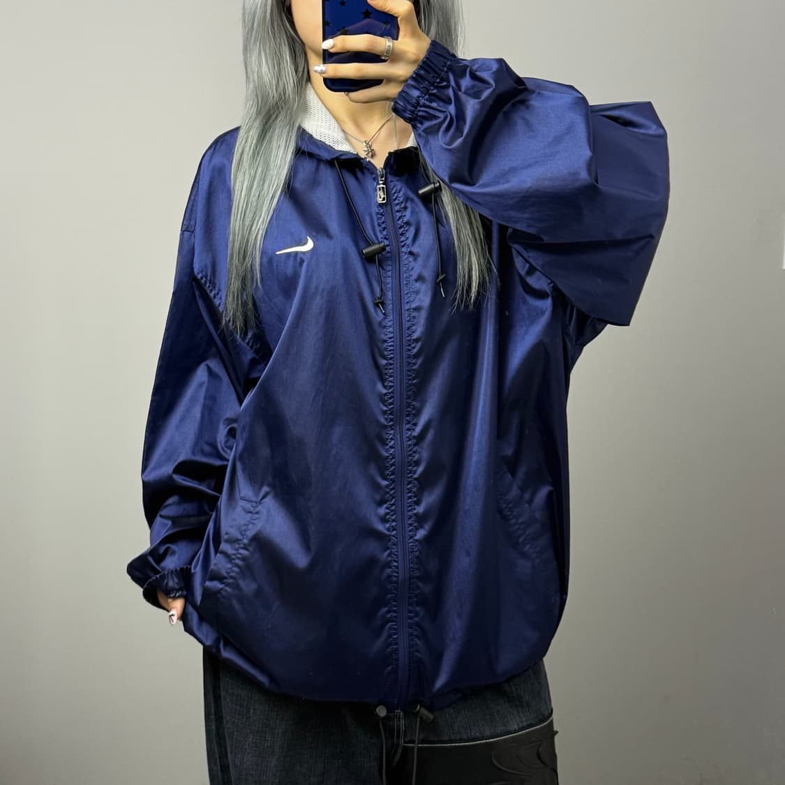나이키 90s JAPAN 스우시 로고 사틴쉘 후드 바람막이 자켓  상품이미지2