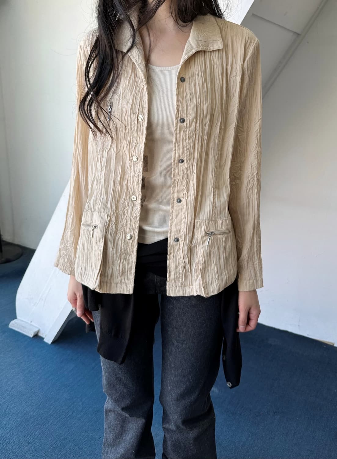 Cotton poly wrinkled utility jacket 상품이미지6
