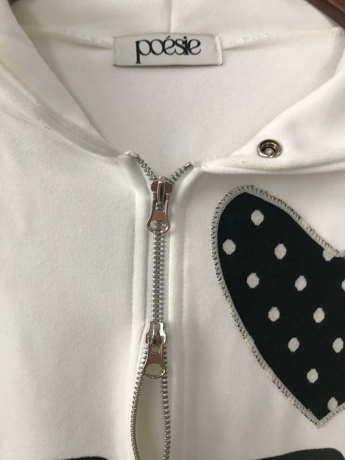 Vintage 빈티지 하트도트 화이트 후드집업 상품이미지5