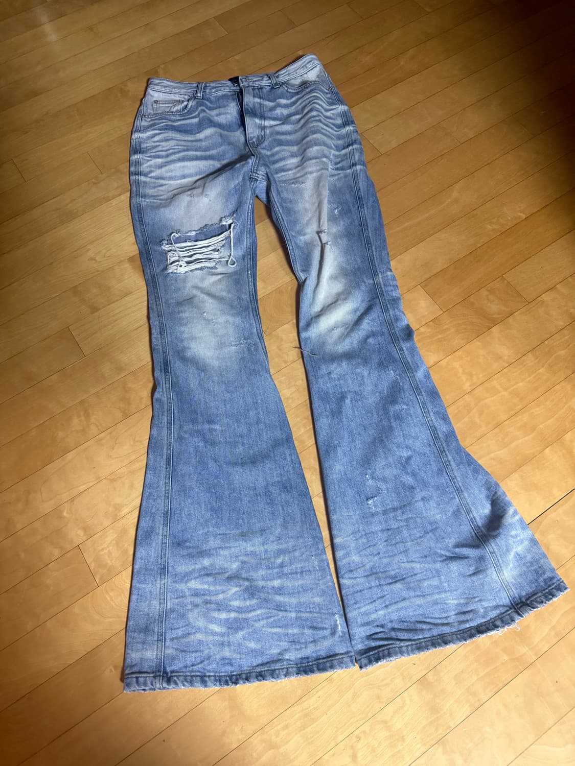 언더마이카 연청 플레어 데님 팬츠 os 상품이미지2