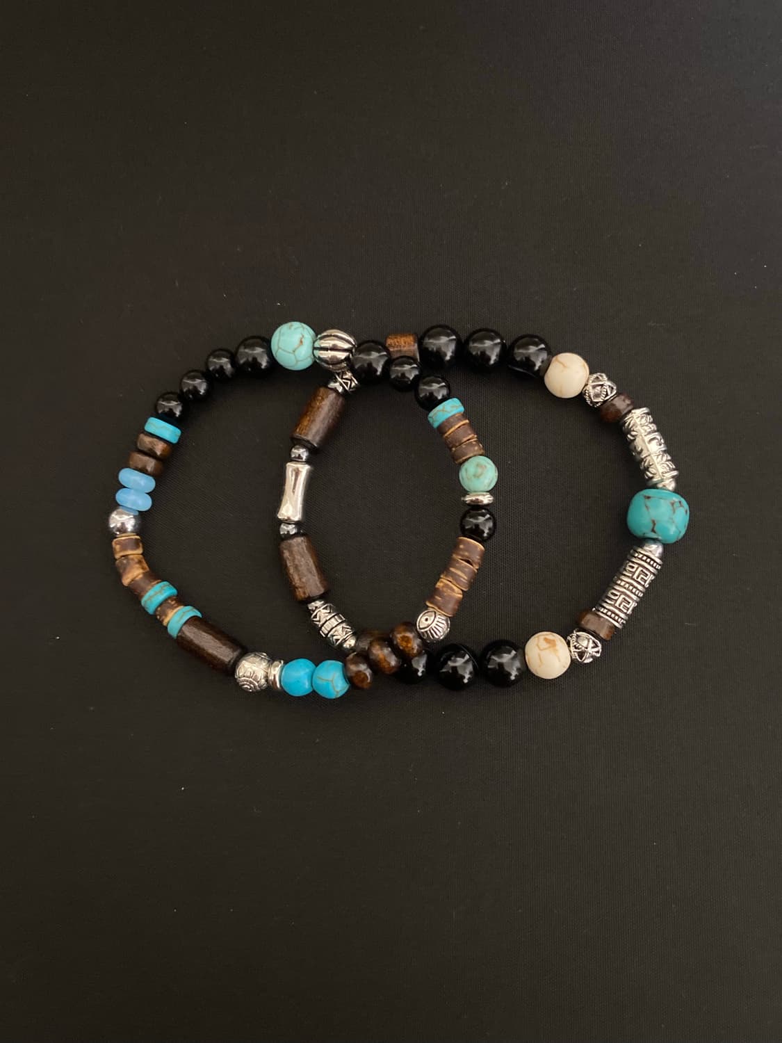 빈티지 우드&원석 팔찌 2개 set 상품이미지2