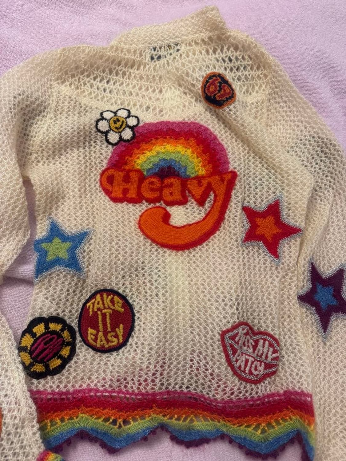 90s 히스테릭 글래머 모헤어 혼방 와펜 니트 가디건 상품이미지6