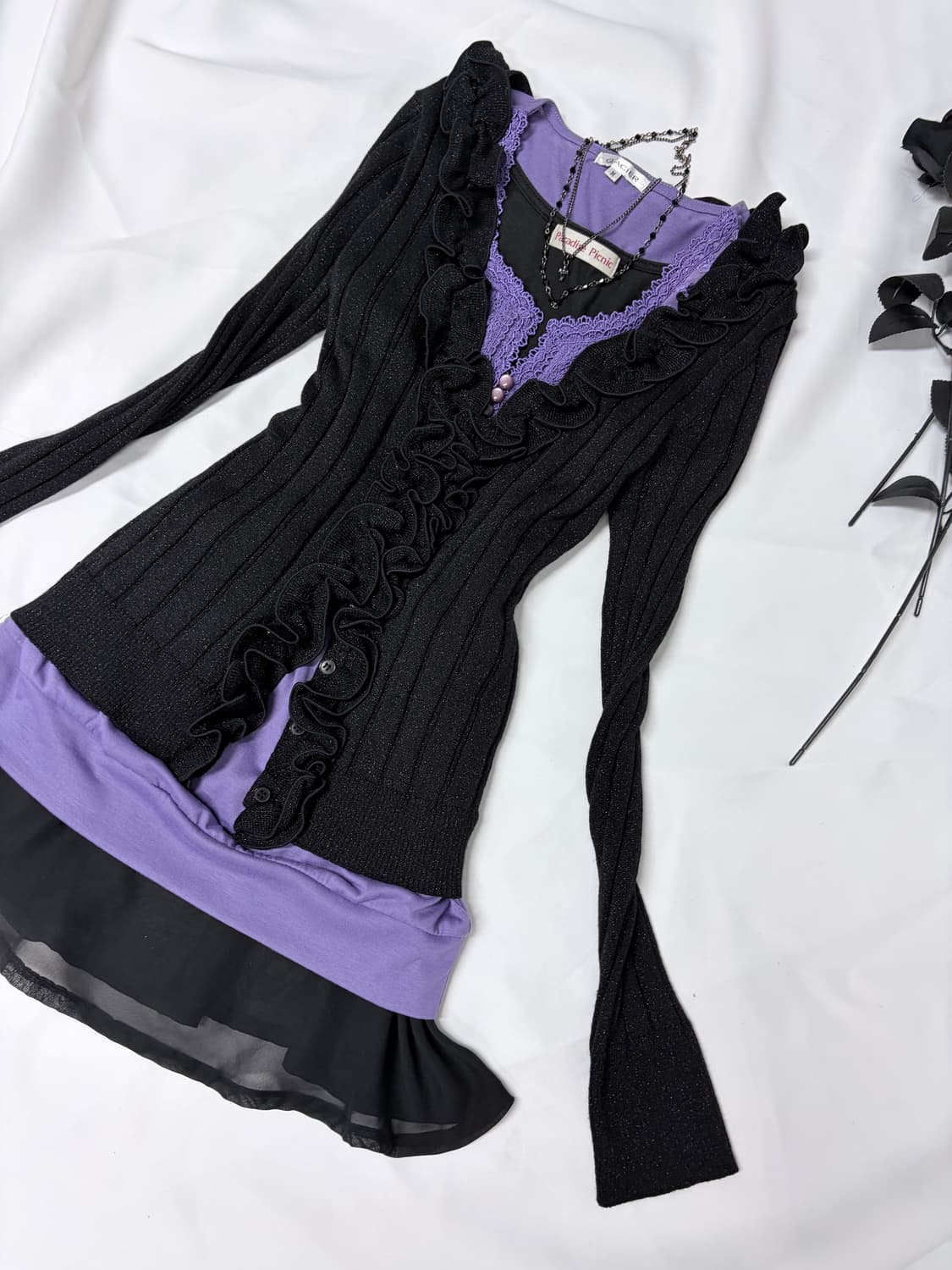 연보라 라벤더 퍼플 로맨틱고스 공겜여주 3피스 세트 🖤💜  상품이미지8