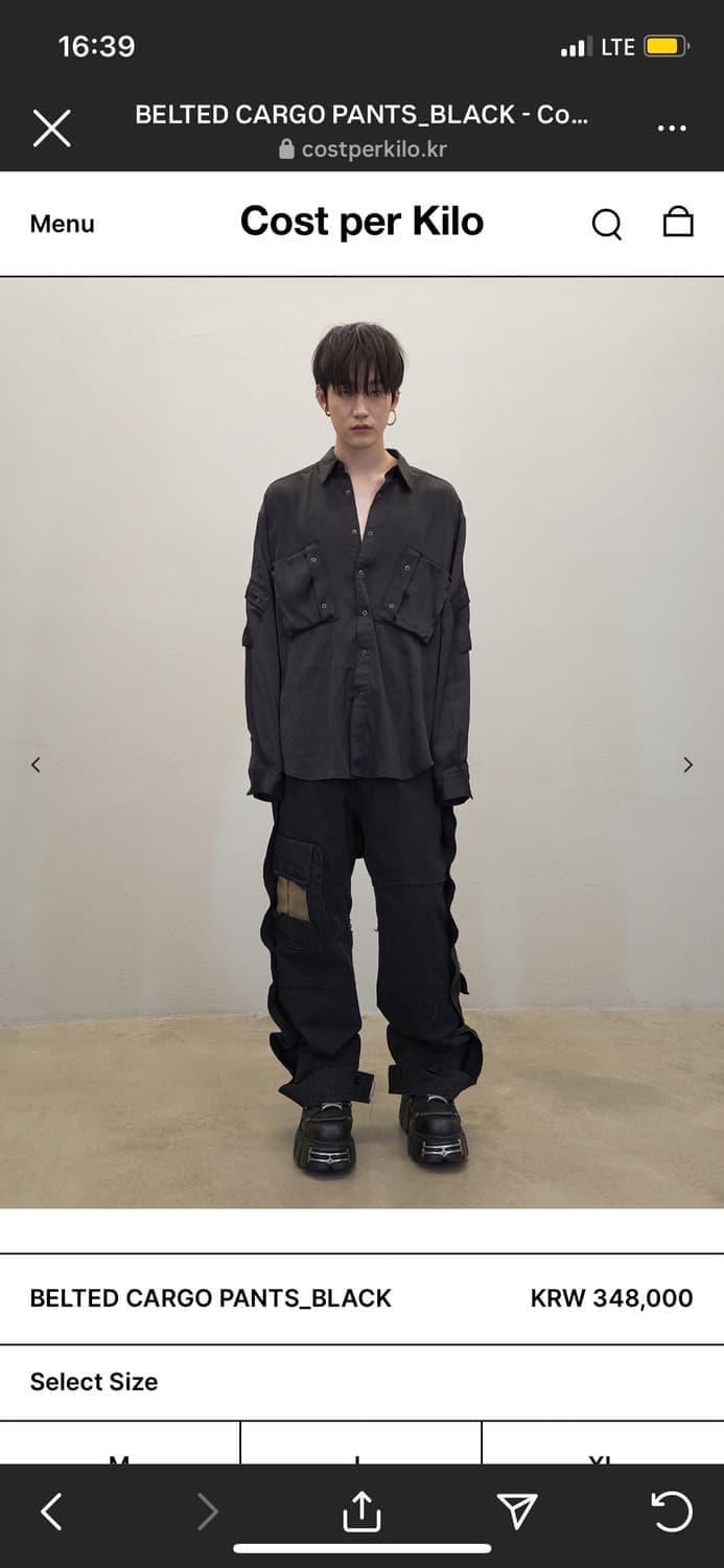 코스트퍼킬로 벨티드 카고 팬츠/ 사이즈 L (black) 상품이미지1