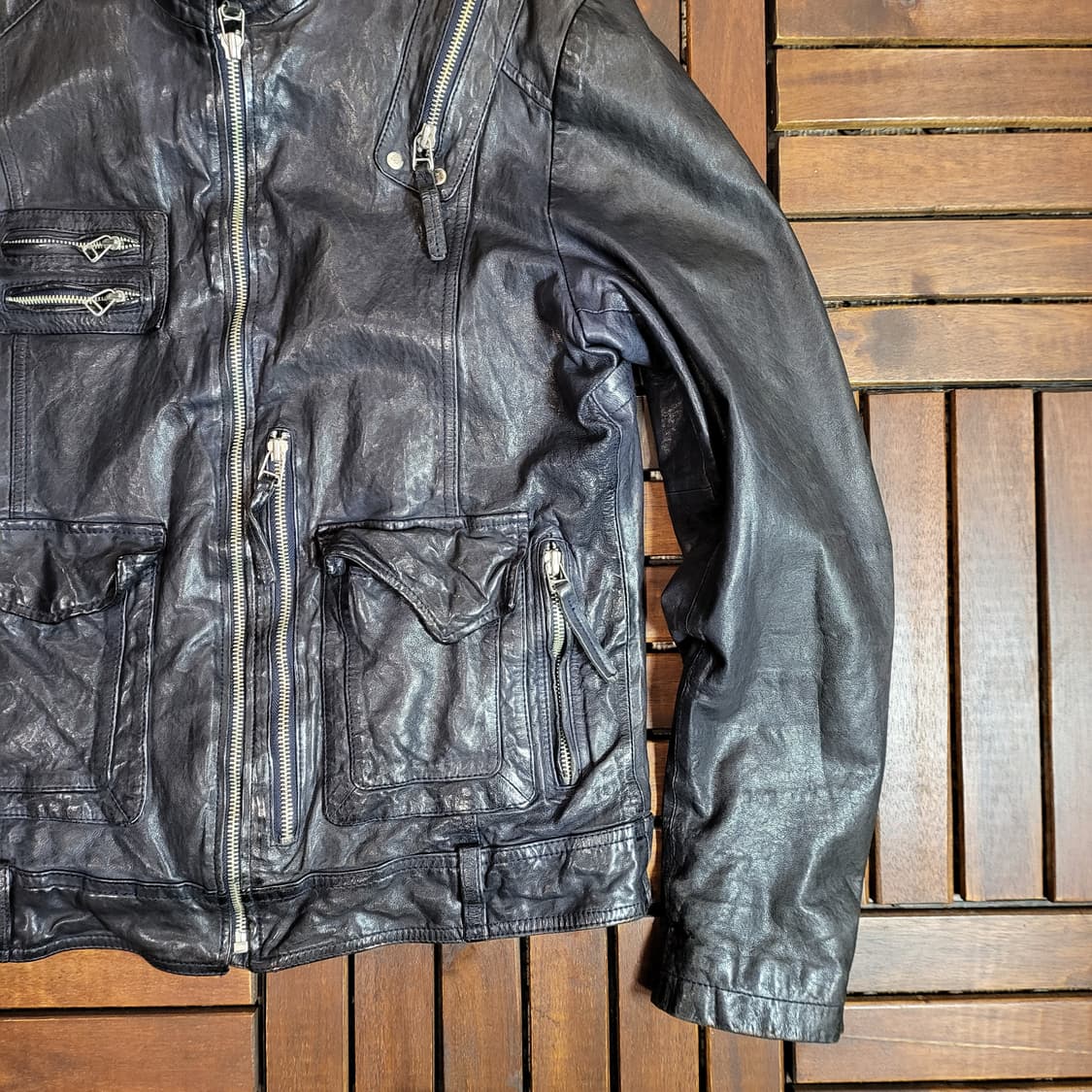 레더 바이커 자켓 (100) *전면부 지퍼 체결 잘 안됨* 상품이미지4