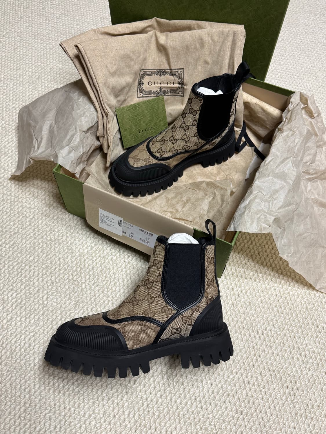 구찌 GG 캔버스 앵클부츠 베이지 36사이즈 상품이미지2