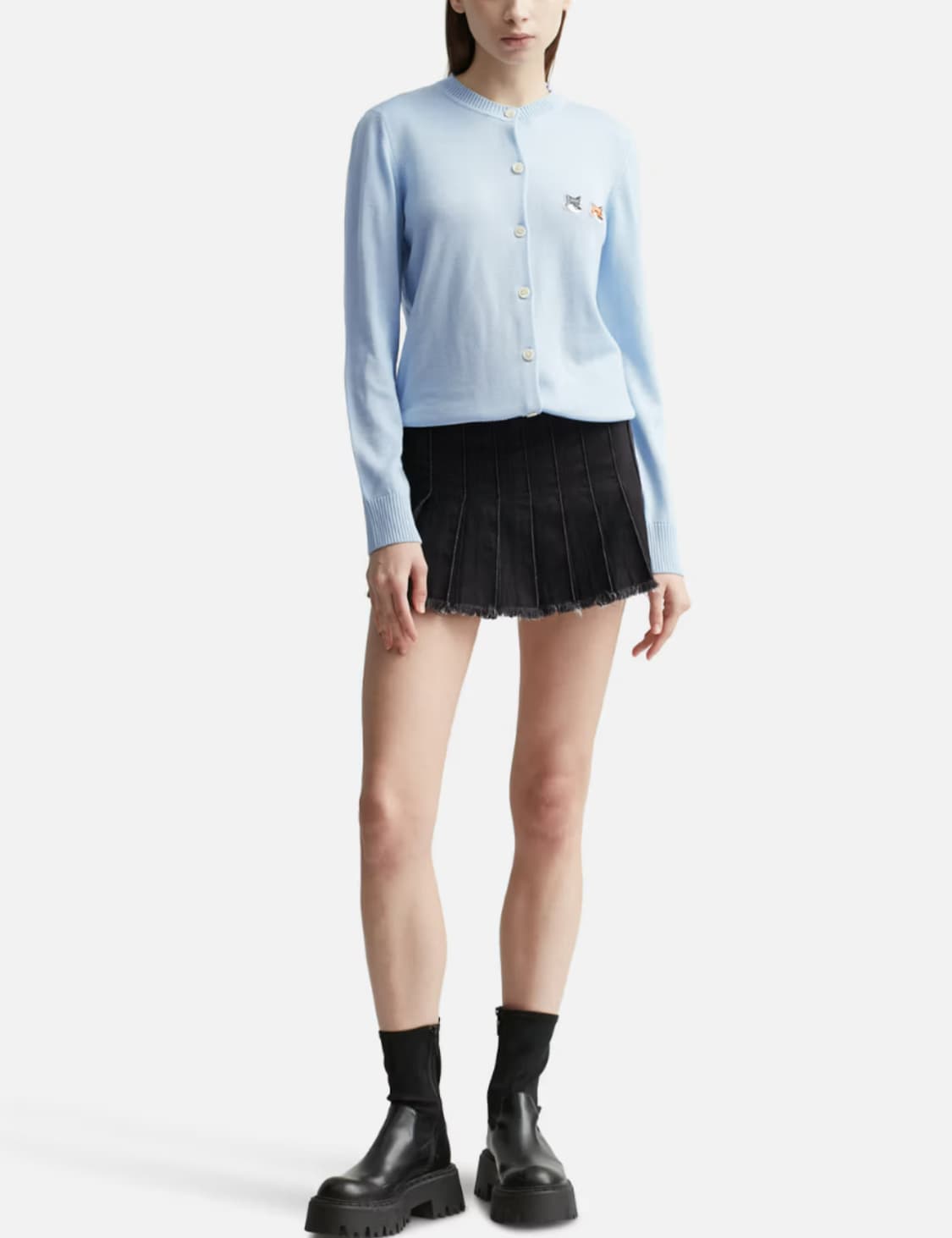 메종 키츠네 23ss 더블 폭스 헤드 가디건 페일 블루 상품이미지2