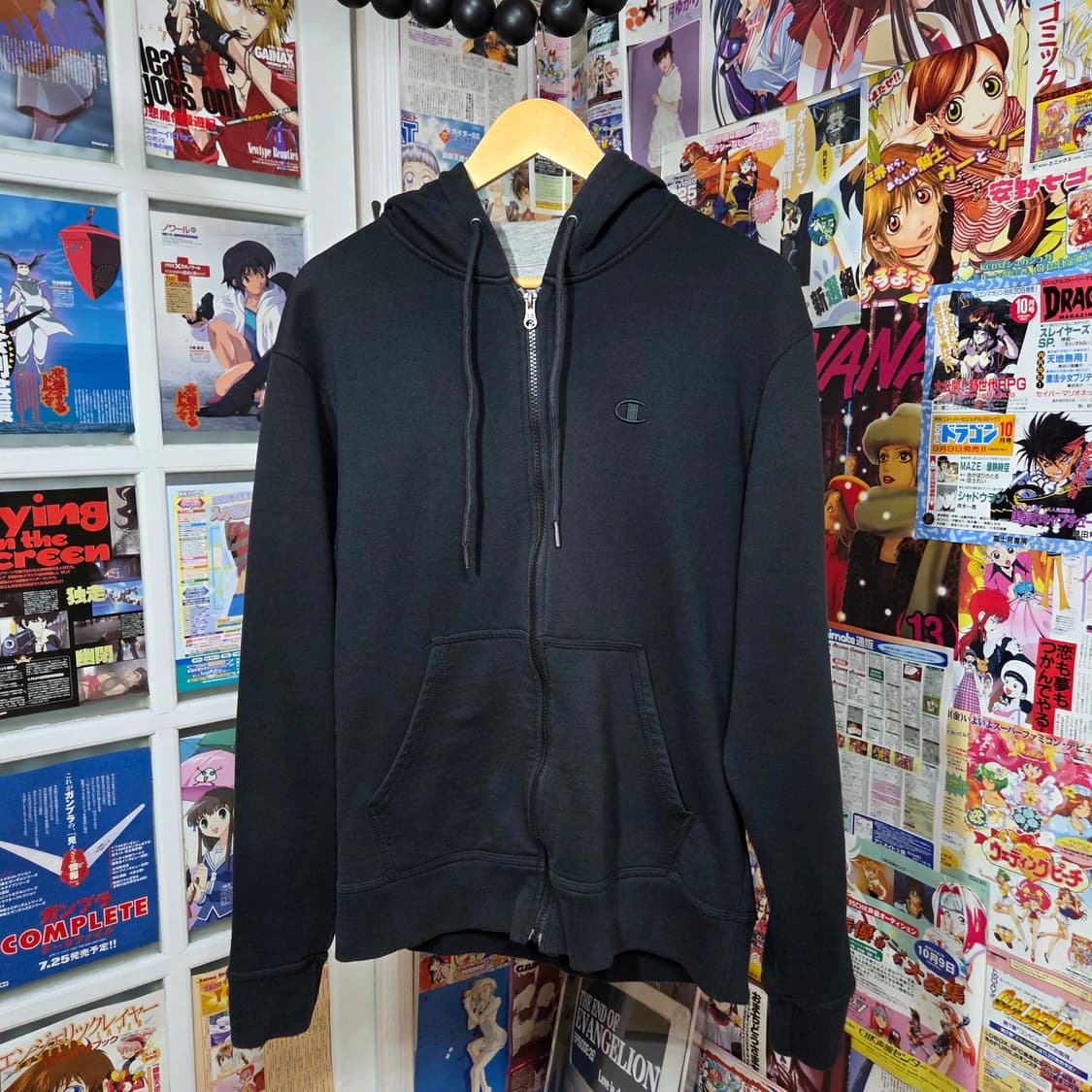 챔피온 블랙 C로고 자수 후드집업 상품이미지2