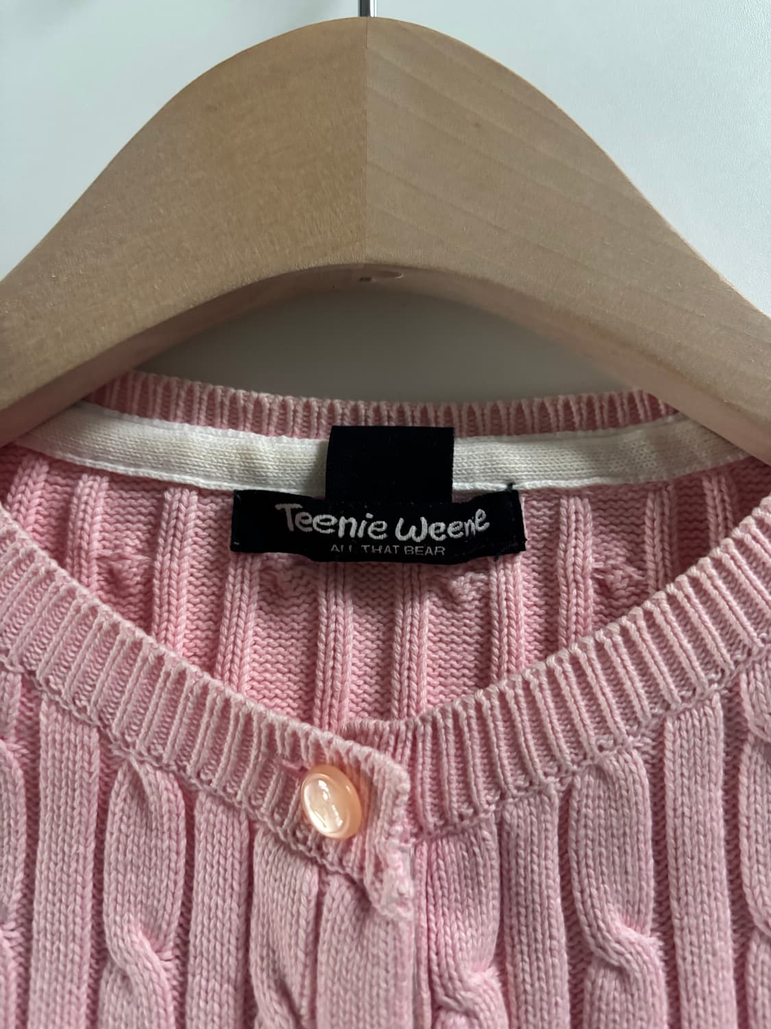 Teenie Weenie 티니위니 베어로고 베이비핑크 케이블 코튼 가디건 상품이미지3