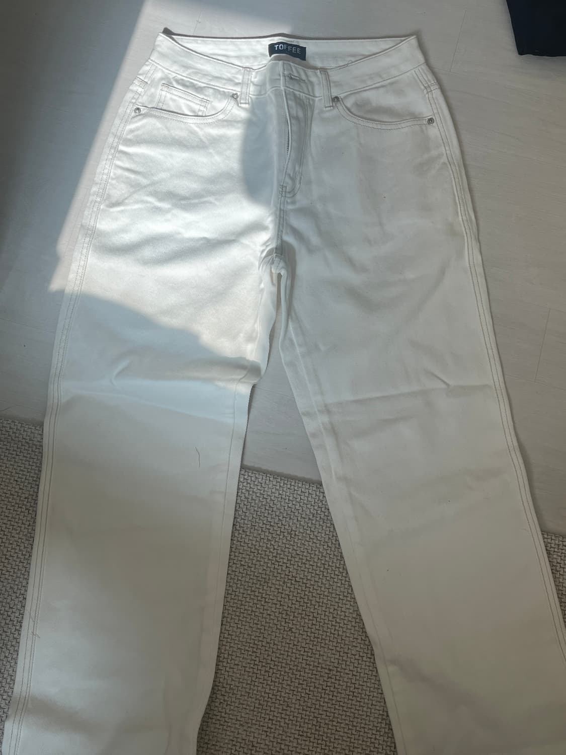 토피 와이드 청바지 흰색 상품이미지2