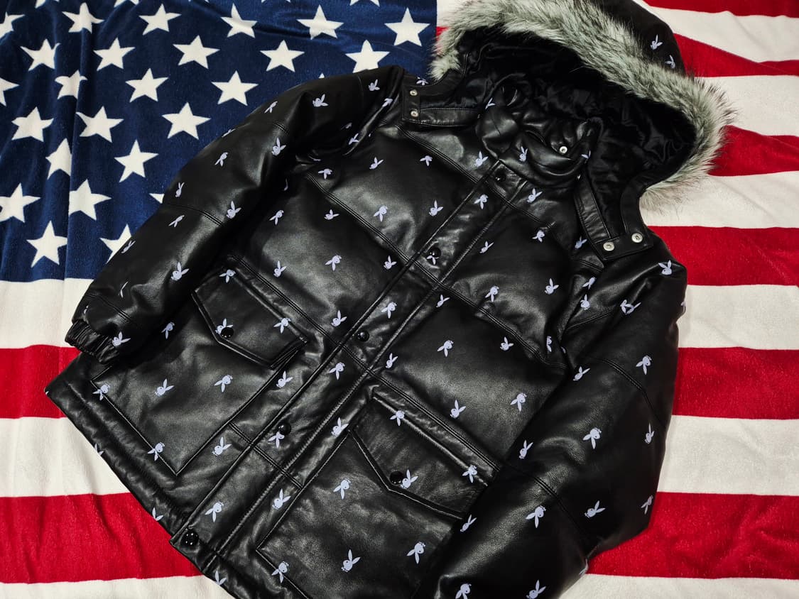 Supreme 슈프림 플레이보이 콜라보 레더 자켓 패딩 블랙 상품이미지1
