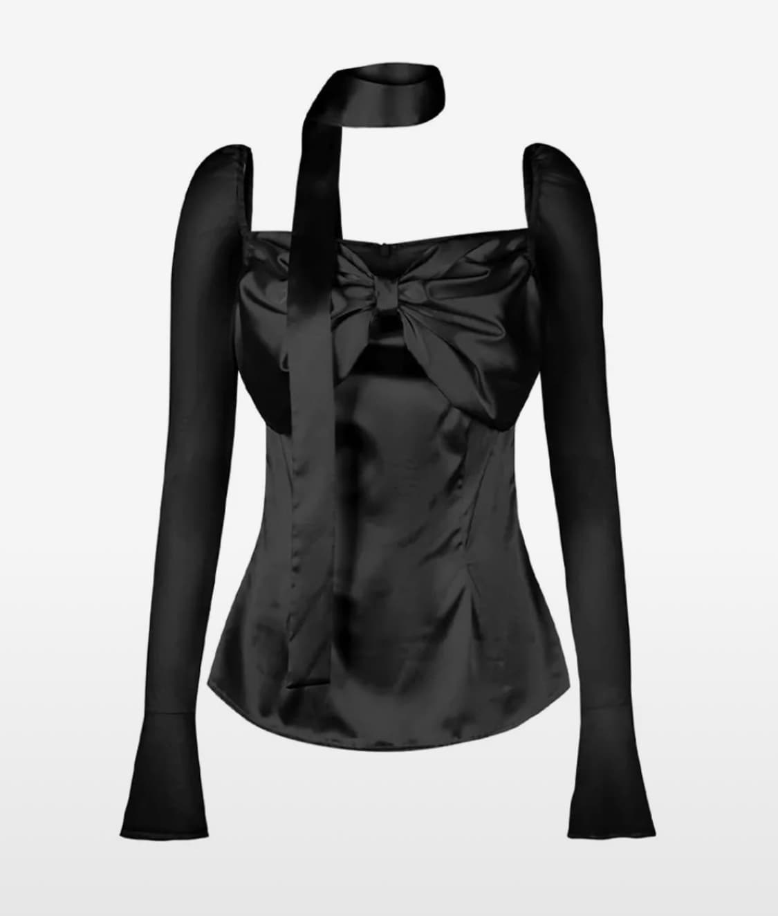 힐다 고희 실키 스완 블라우스 블랙 상품이미지1