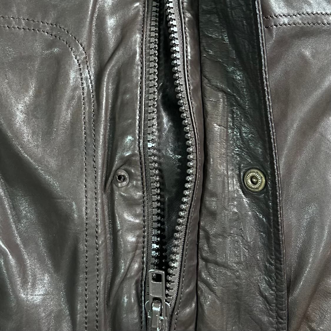 디젤 브라운 리얼레더 블루종 자켓 상품이미지7