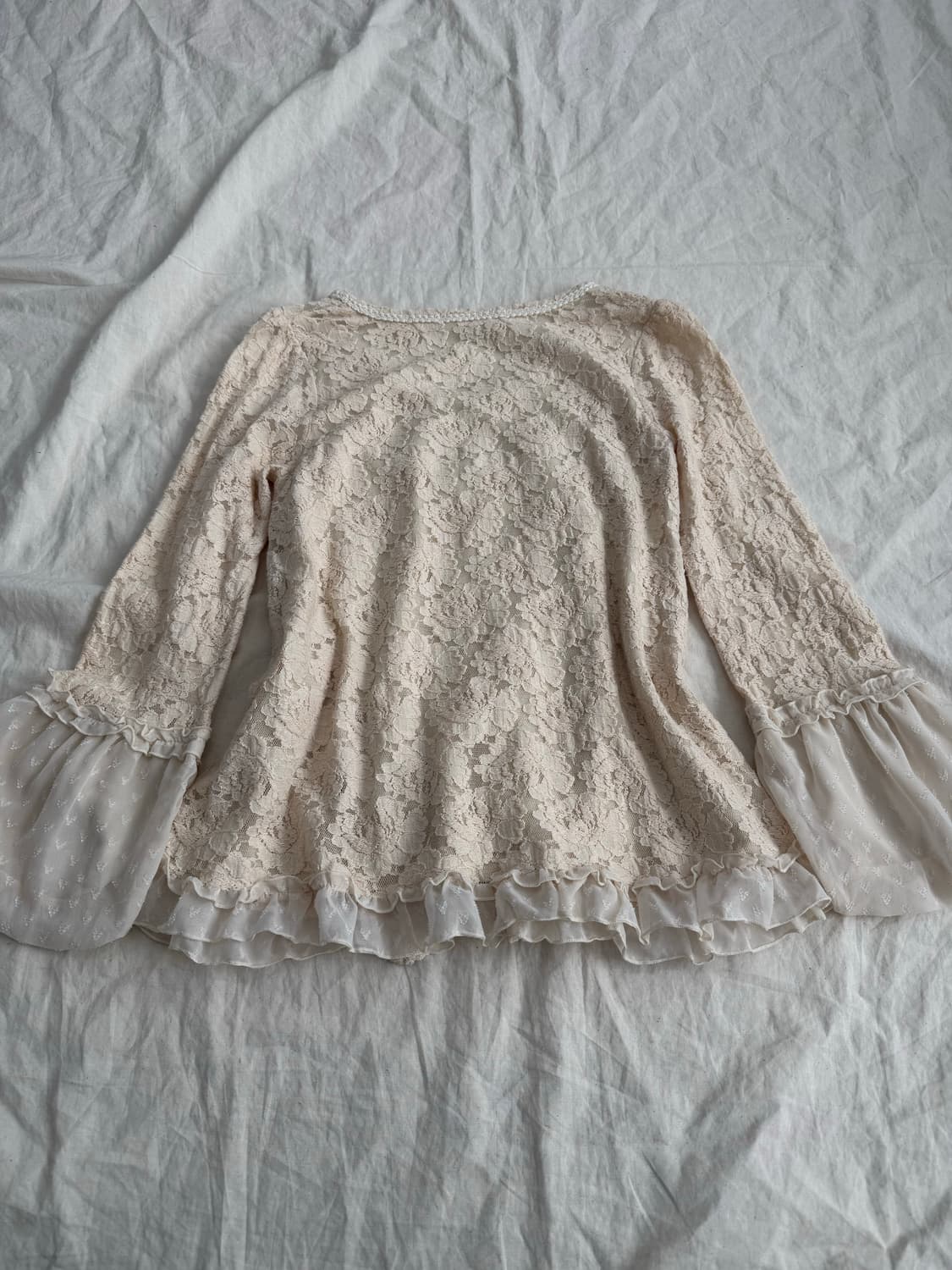 엑시즈팜 베이지 엔틱 핀터 페어리 레이스 블라우스 상품이미지5