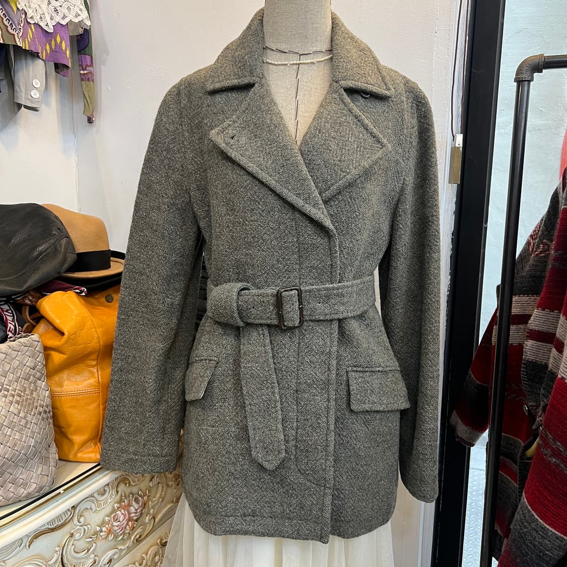 마가렛호웰 벨트 트위드 하프 코트 상품이미지6