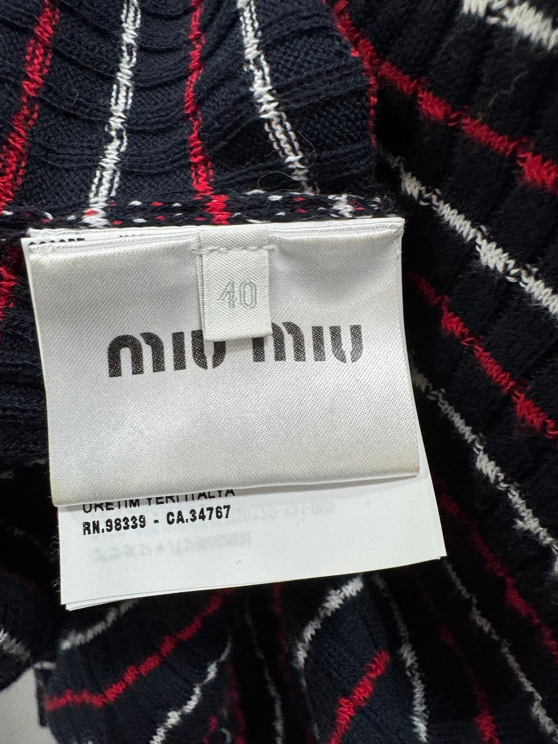 미우미우 스트라이프 가디건 40사이즈  상품이미지3