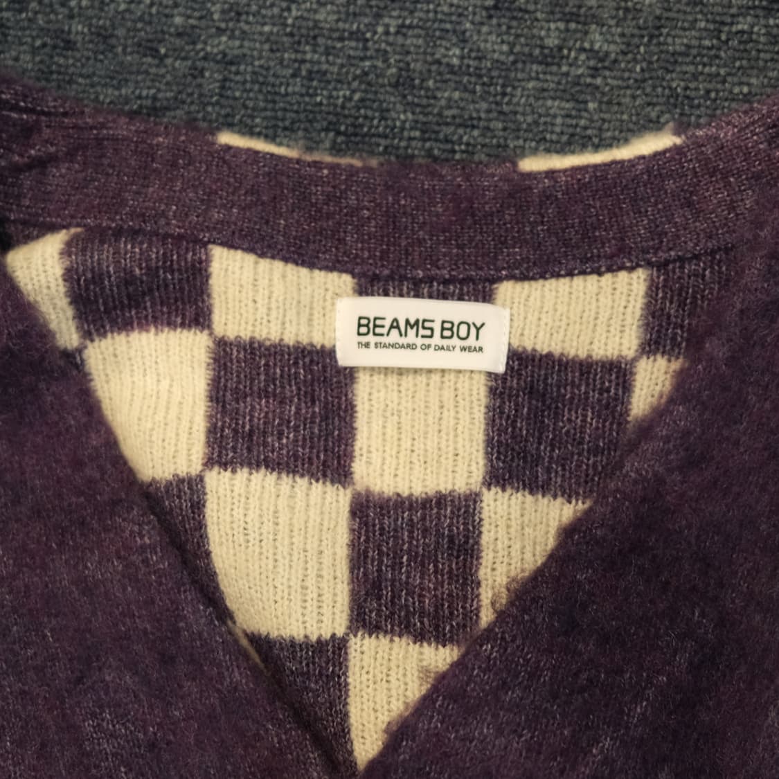 빔즈보이 니트 체크 가디건 상품이미지2