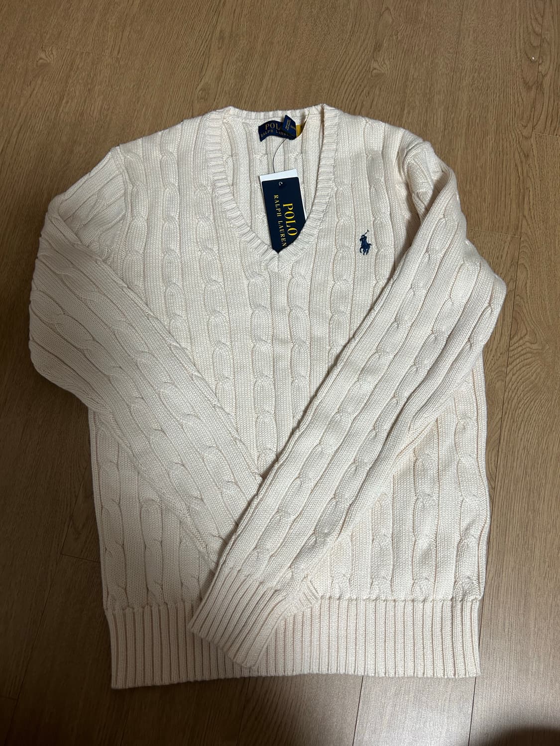 폴로 케이블니트 크림 S 상품이미지2