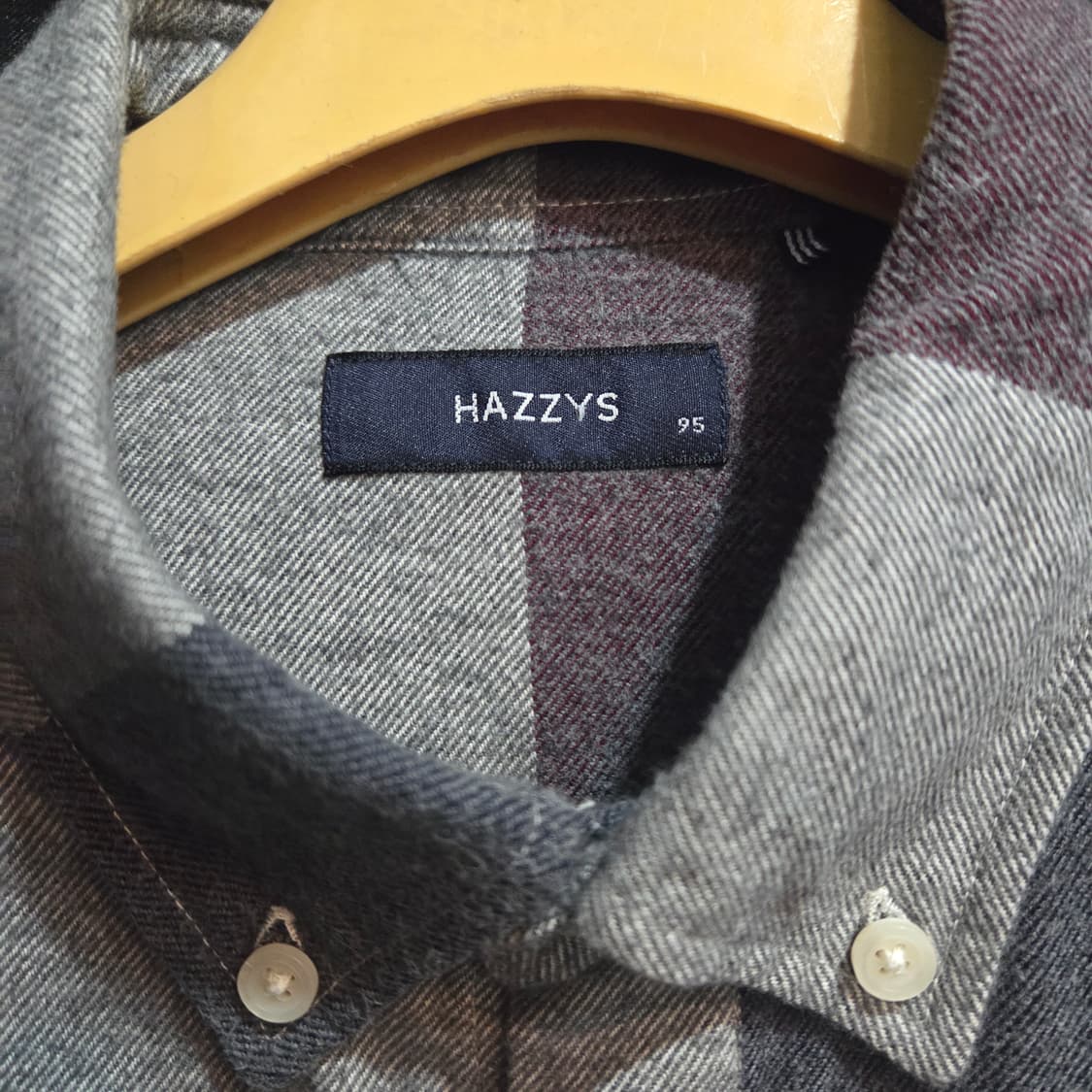 헤지스 와인 빅체크 패턴 약기모 셔츠 상품이미지3