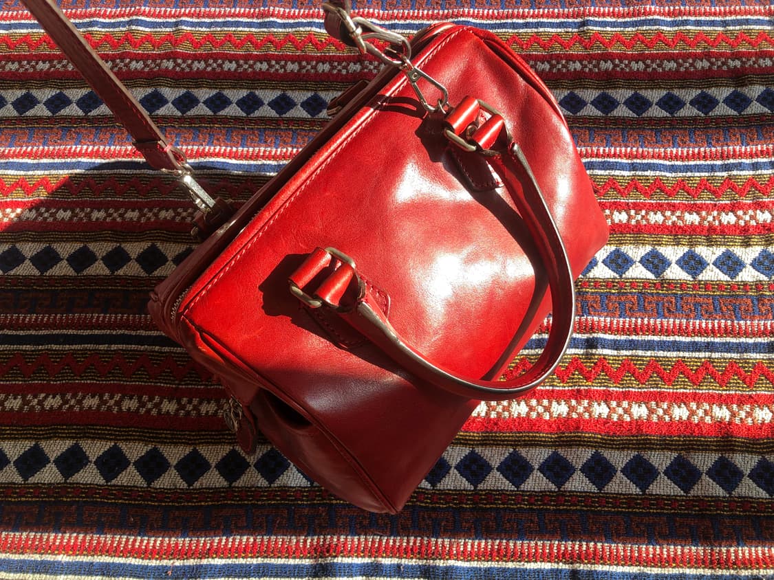 빈티지 이탈리아 레드 미니 보스턴백 상품이미지7