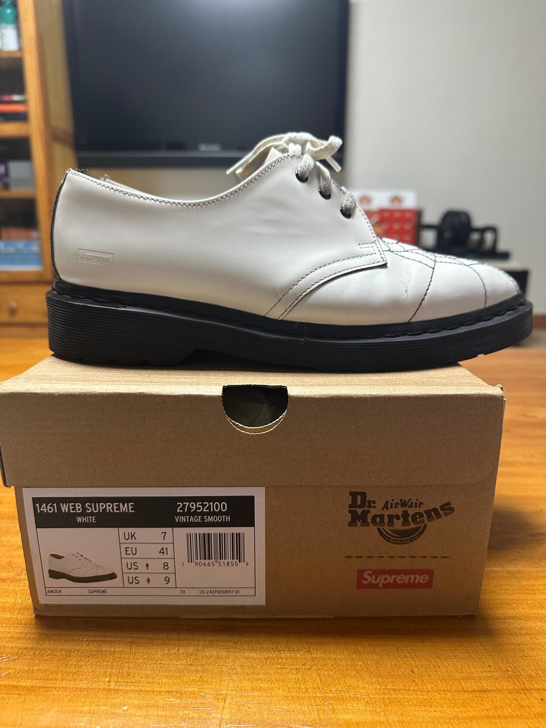 닥터마틴 x 슈프림 스파이더웹 3-아이 슈 화이트 uk7 상품이미지5