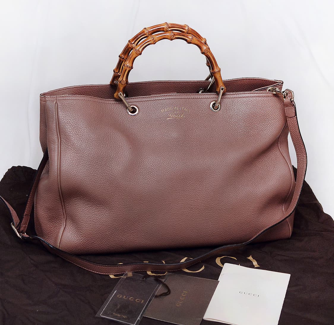 구찌 (GUCCI) 뱀부 핸들 페일핑크 토고가죽 빅토트 쇼퍼백 상품이미지1