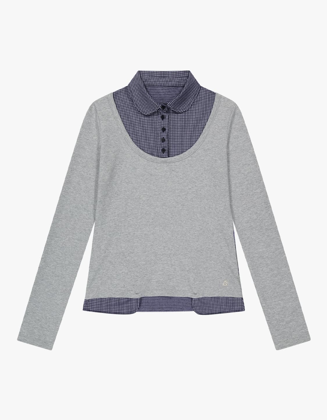 코이세이오 리버서블 칼라 롱슬리브 멜란지 그레이 상품이미지1