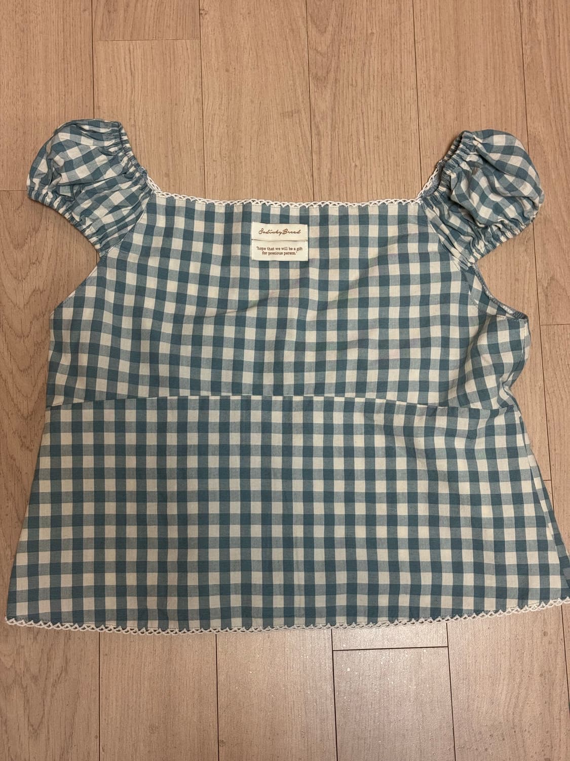 쏘딩키브레드 사라 블루 체크 Sarah Blue check Blouse 상품이미지2