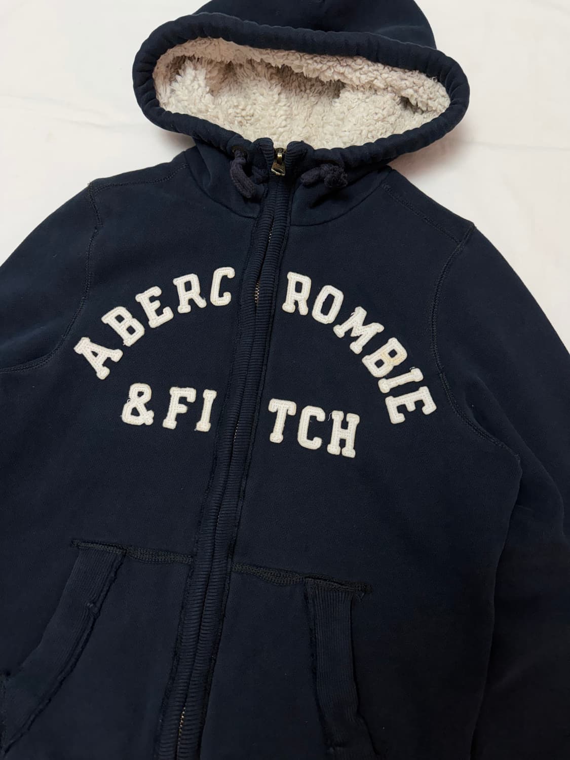 아베크롬비 양털안감 스펠아웃 울프죠 후드집업 네이비 상품이미지2