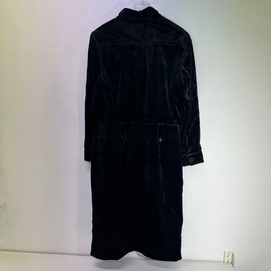 66 우먼M 지오송지오 블랙 벨벳 원피스형 코트 상품이미지5