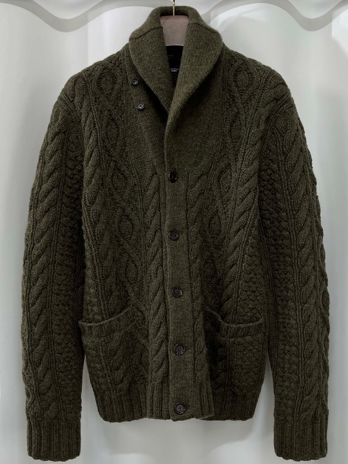 폴로 랄프로렌 올리브 헤더 아란 램스울 핸드니트 피셔맨 가디건 자켓 상품이미지1